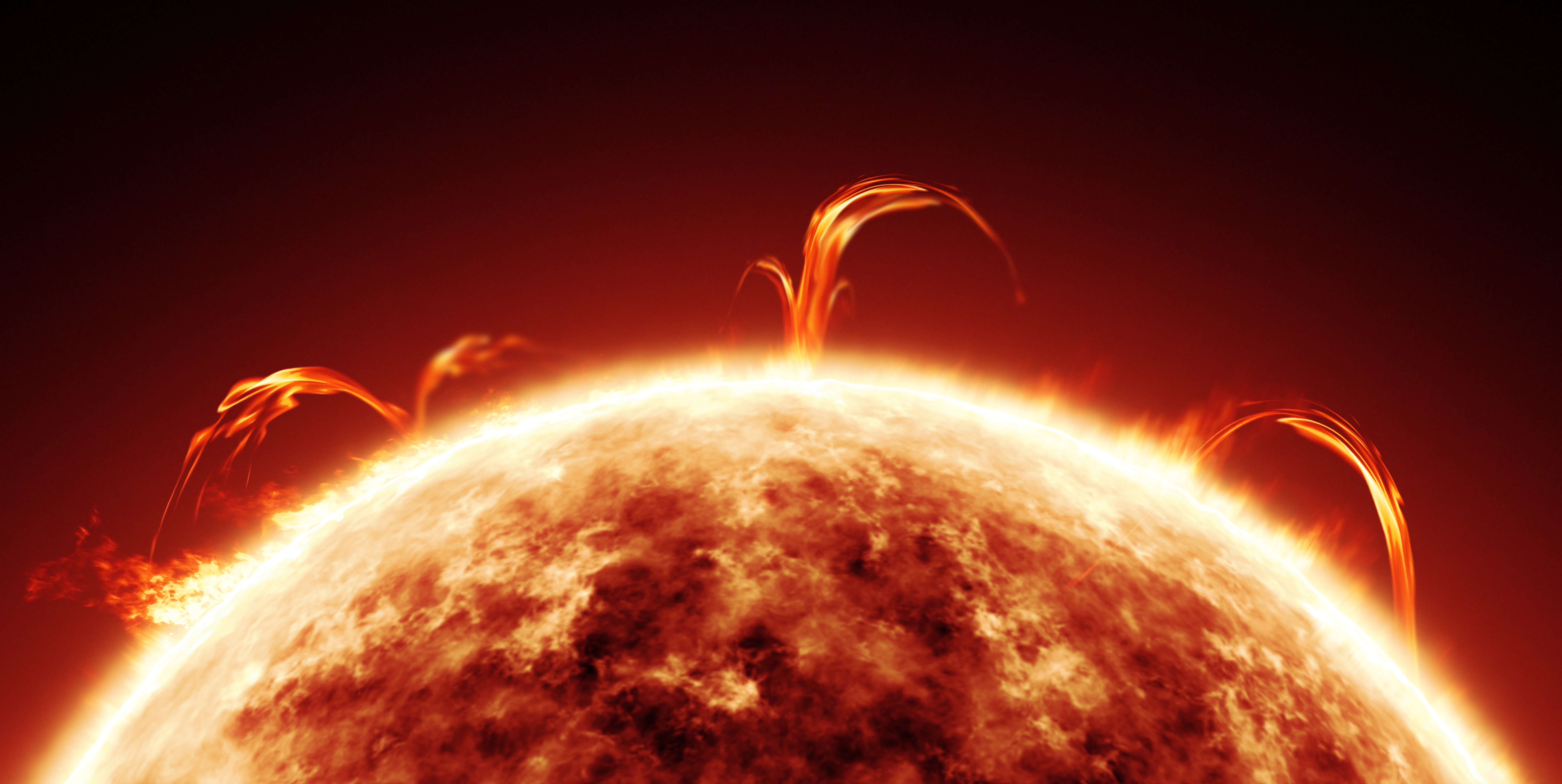 A close-up of the sun depicting solar surface activity and the corona.