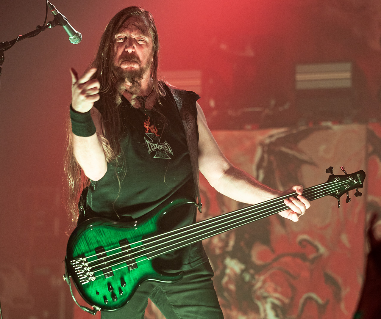 SAN FRANCISCO, CALIFORNIA - OCTOBER 27: Steve Di Giorgio of Testament performs at The Warfield on October 27, 2024 in San Francisco, California. (Photo by Miikka Skaffari/Getty Images)