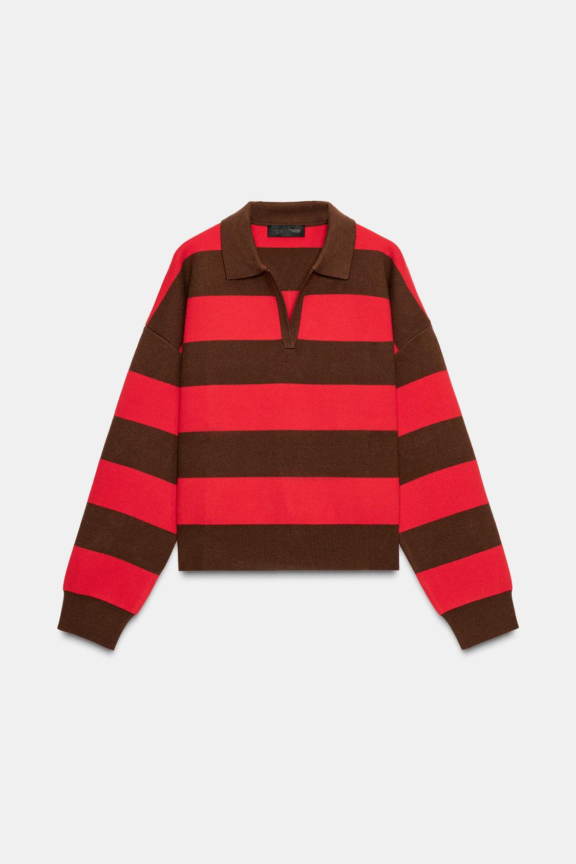 zara, Striped Knit Polo Shirt
