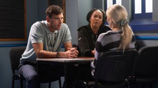 Bethany at the police station being interviewed by Kit. 