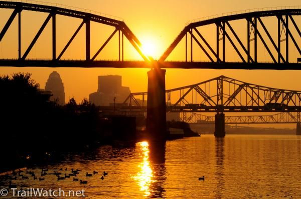 Sunset over the Ohio River as seen from Friday's number presentation ceremony