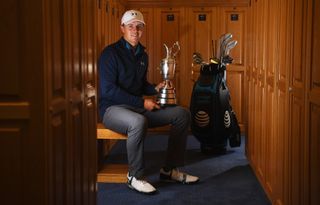 Spieth holds the Claret Jug after his victory