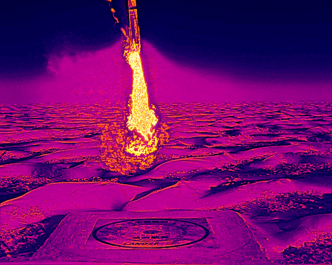 Thermal view of rocket landing
