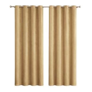 Long Suede Window Curtain Panels With Grommets Room Darkening Window Curtain Drapes Treatment Set for Bedroom/living Room (2 Panels, Yellow/light Gold, 55