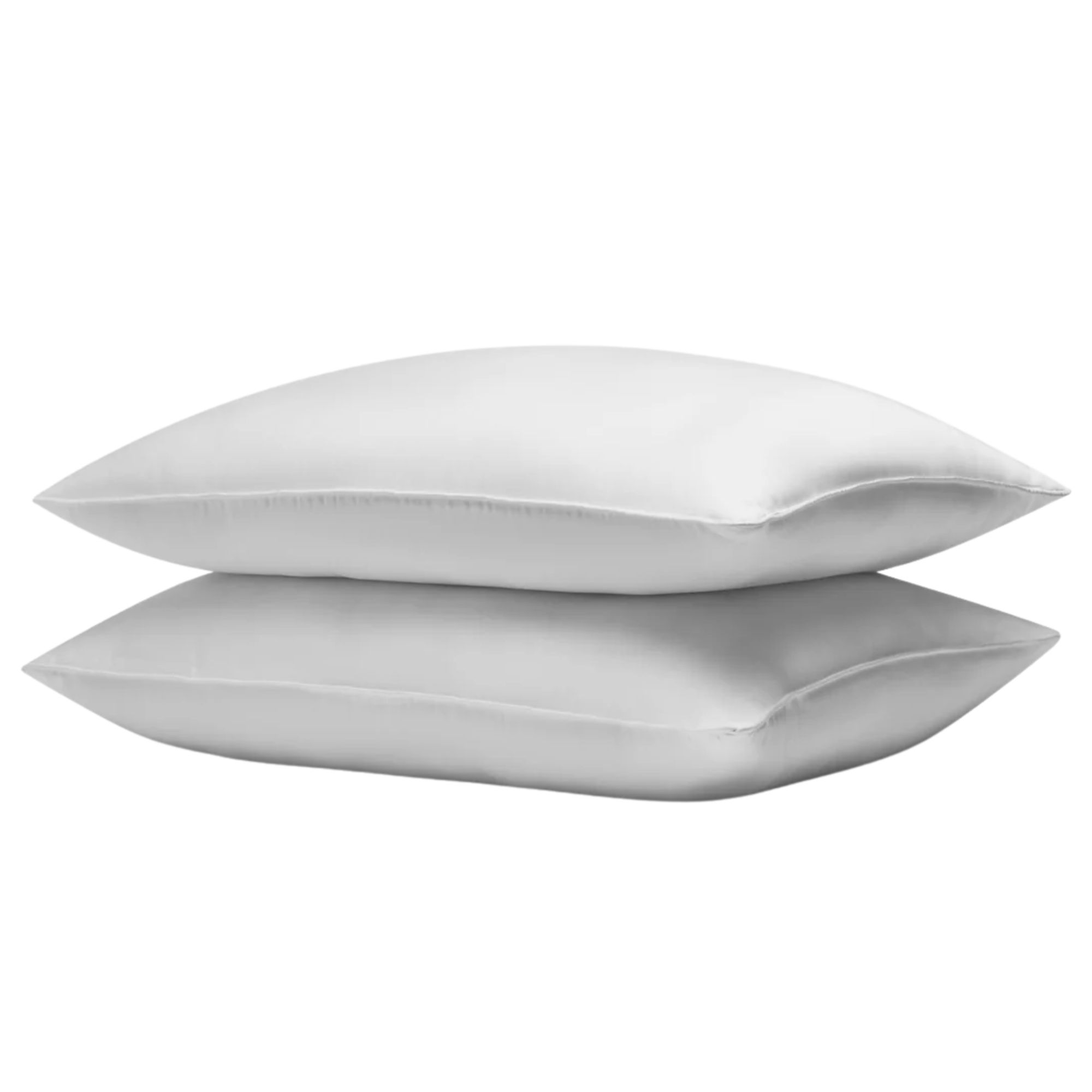 Two white Cozy Earth Down Alternative Pillows stacked one on top of the other