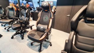 Cougar gaming chair with a fan in the backrest.