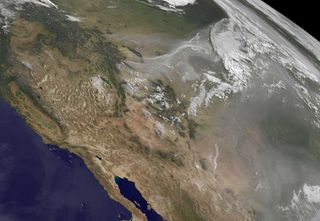 Wildfire smoke hangs over North America.