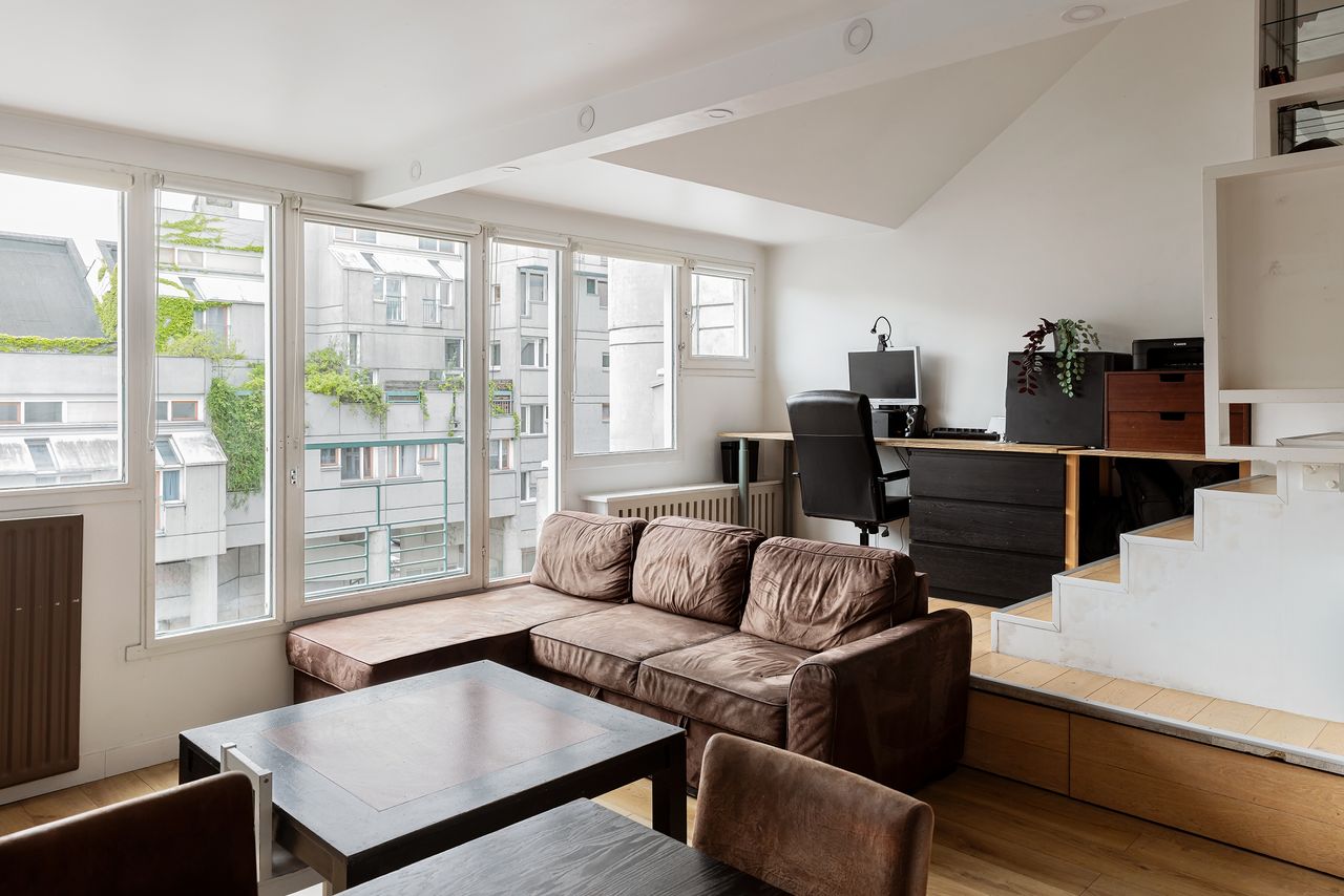 Two views of the sitting room