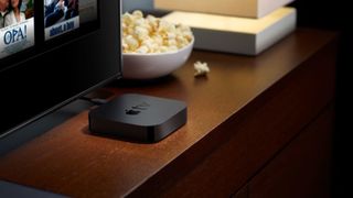 Apple TV on counter in living room