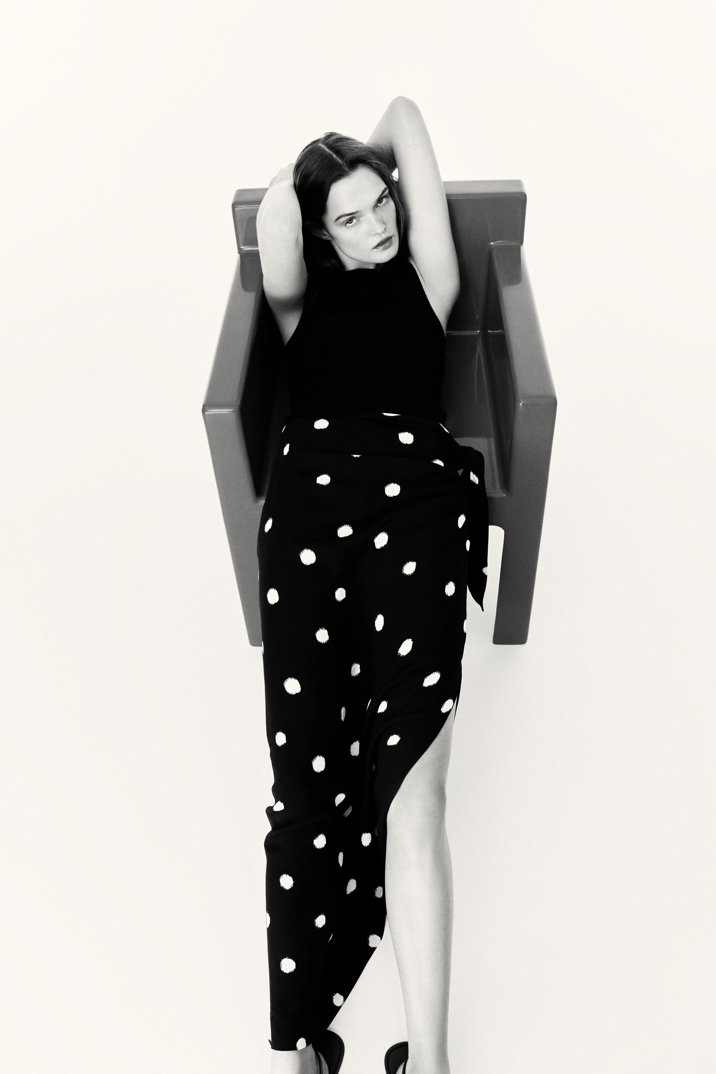Zw Collection Polka Dot Midi Skirt