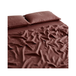Cacao flax linen linen bedding set
