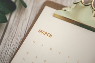 A calendar page with the month March printed.