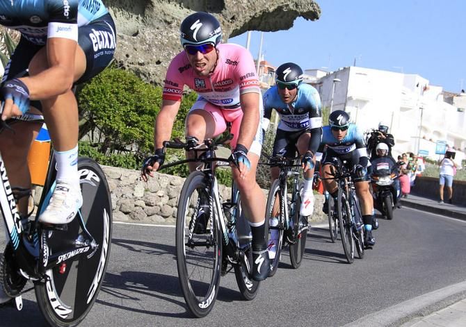Mark Cavendish sits in the Omega Pharma - Quick Step train