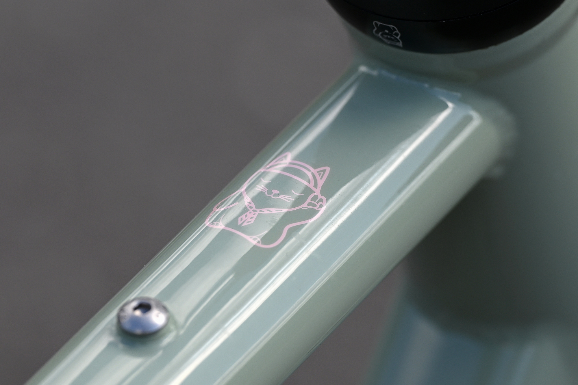 close up of the green top tube showing the Lucky Cat symbol