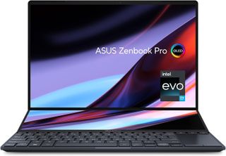 Asus Zenbook Pro 14 Duo OLED valkoisella taustalla