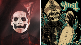 Photos of Papa Emeritus IV and Ghost's 13 Commandments album