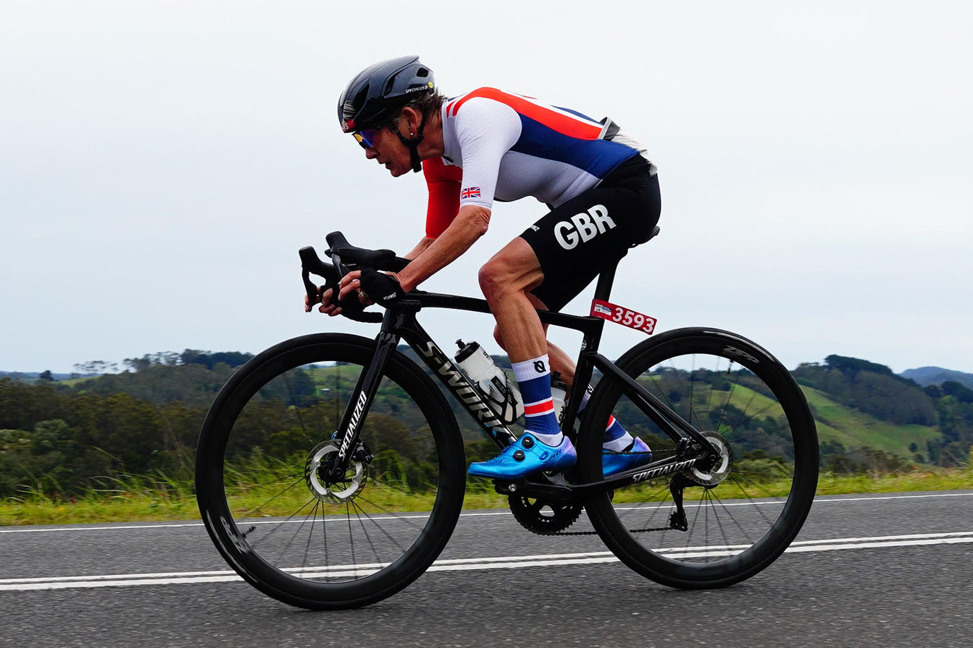 Linda Dewhurst racing in GBR kit