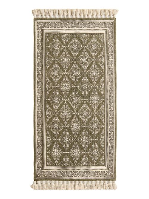 Fringed Patterned Rug - Light Pink/patterned