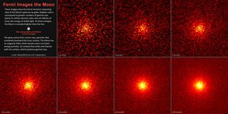 A series of images created using an increasingly long data set shows high-energy gamma-rays reflecting off the moon.