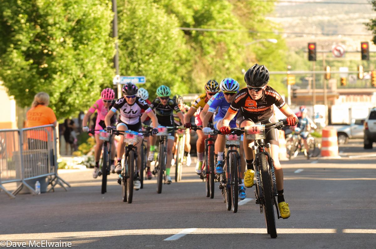 Amanda Miller (Boulder Cycle Sport), fresh off road nationals, leading on the back side of the course