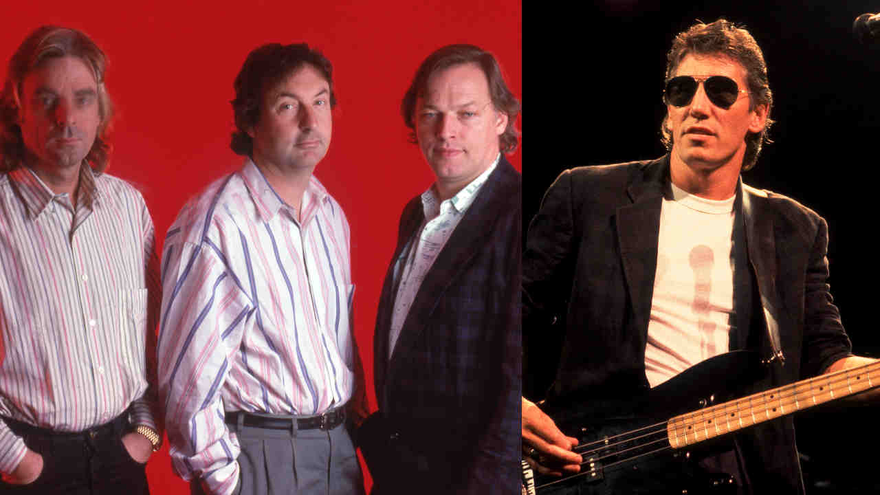 A composite photograph of Pink Floyd and Roger Waters in the 1980s