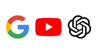 Google logo, YouTube logo and ChatGPT logo
