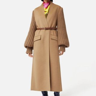 camel coat with knitted sleeve by Roksanda x Jigsaw