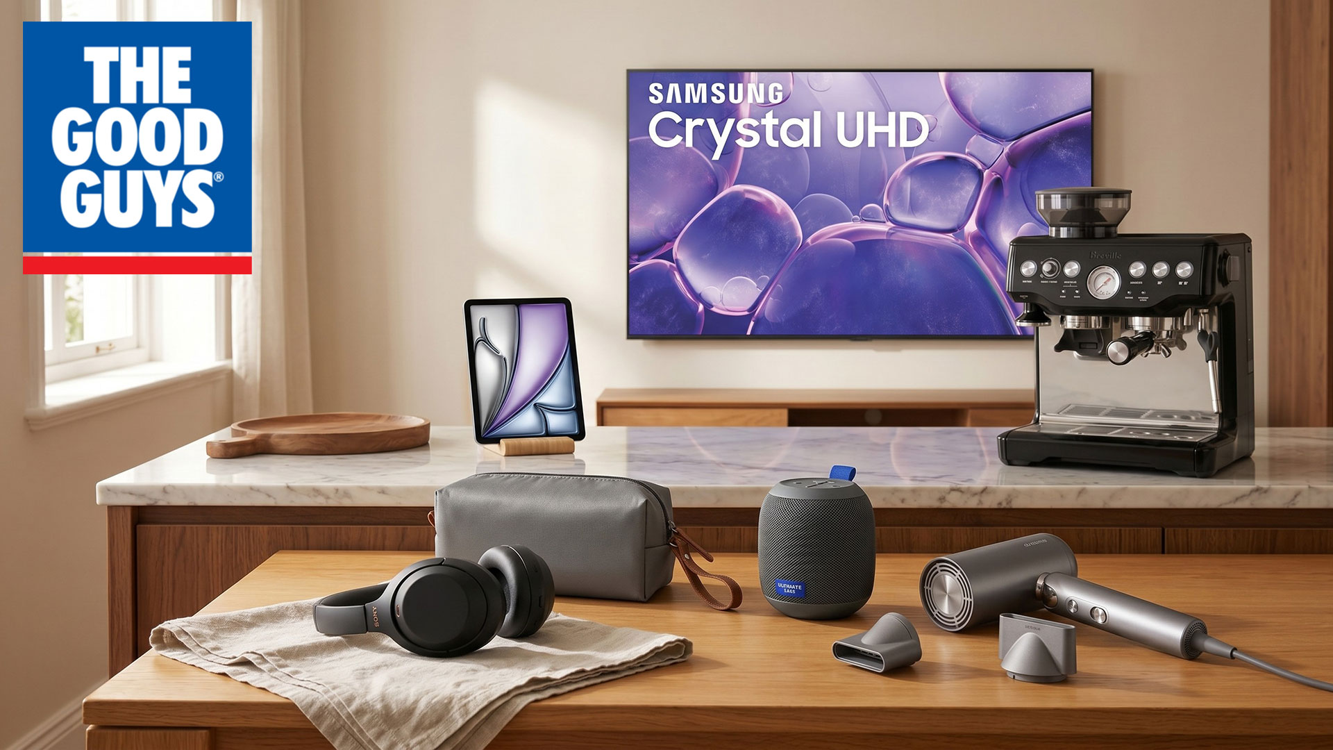 Various products displayed in a kitchen environment