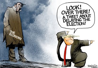 Political Cartoon U.S. Trump election delay tweet