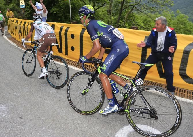 Nairo Quintana (Movistar) follows Domenico Pozzovivo (AG2R)