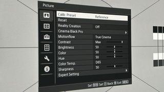 Sony Bravia Projector 8 setup menus