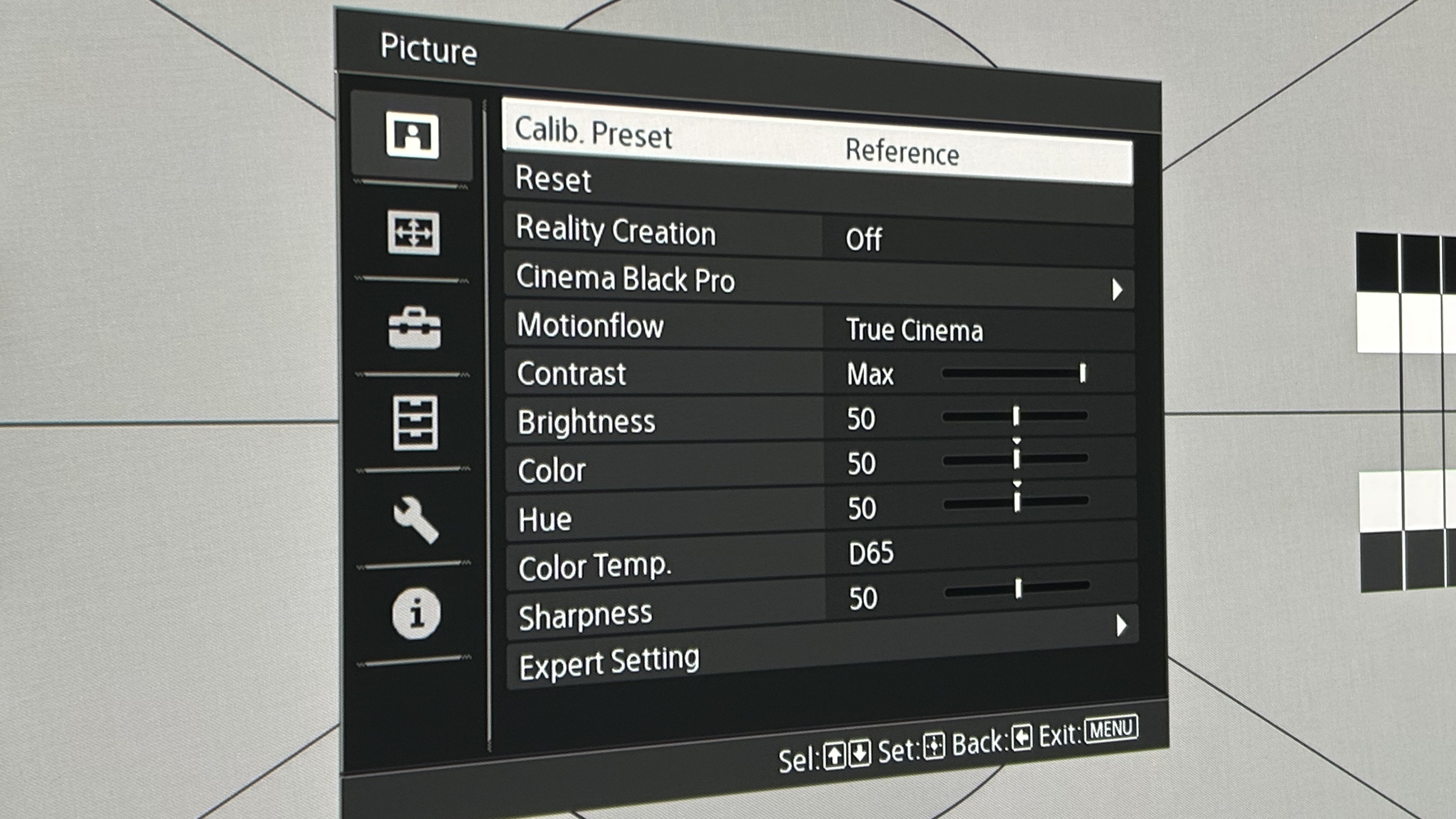 Sony Bravia Projector 8 setup menus