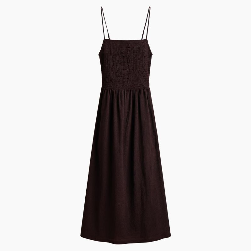 Smocked strappy dress cut out