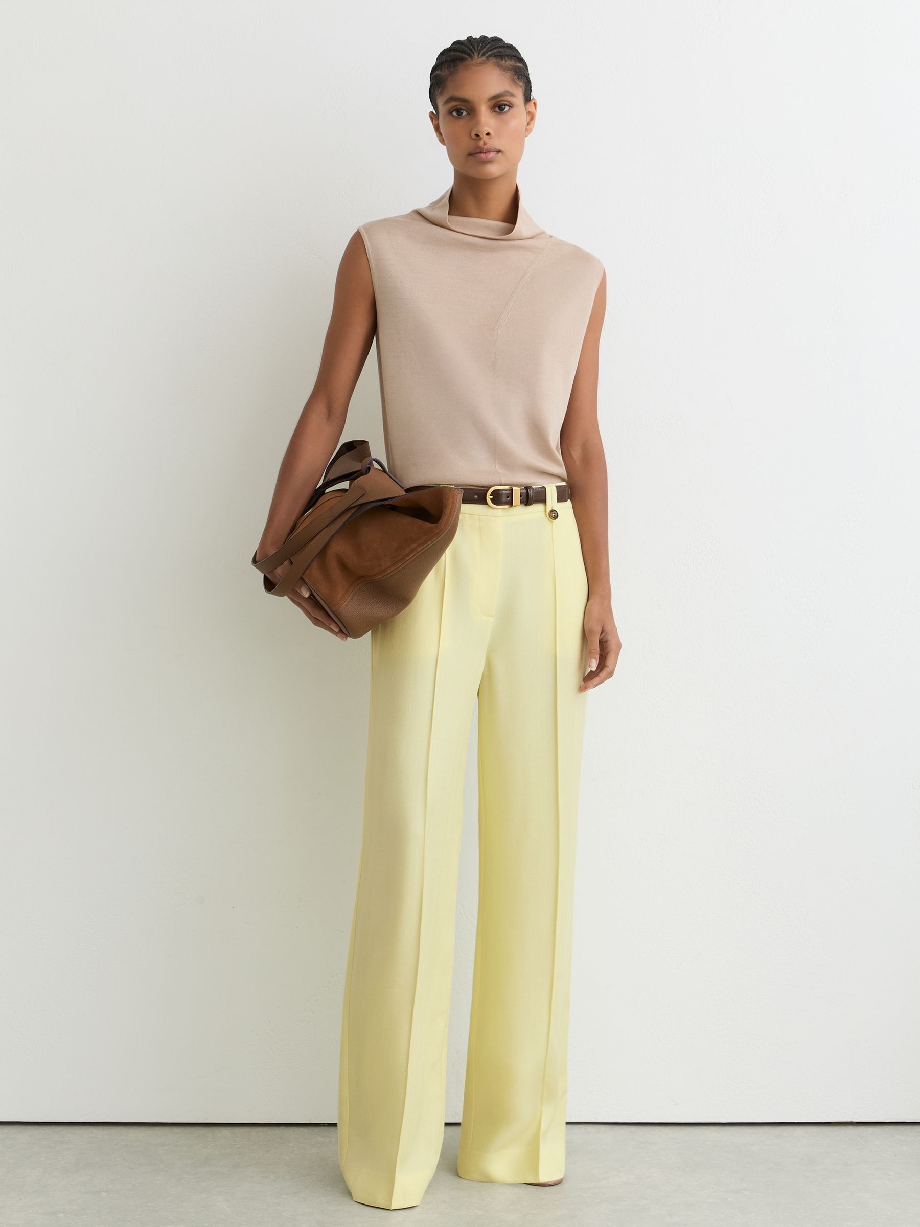 Wide-Leg Suit Trousers in Yellow - Size 4 R