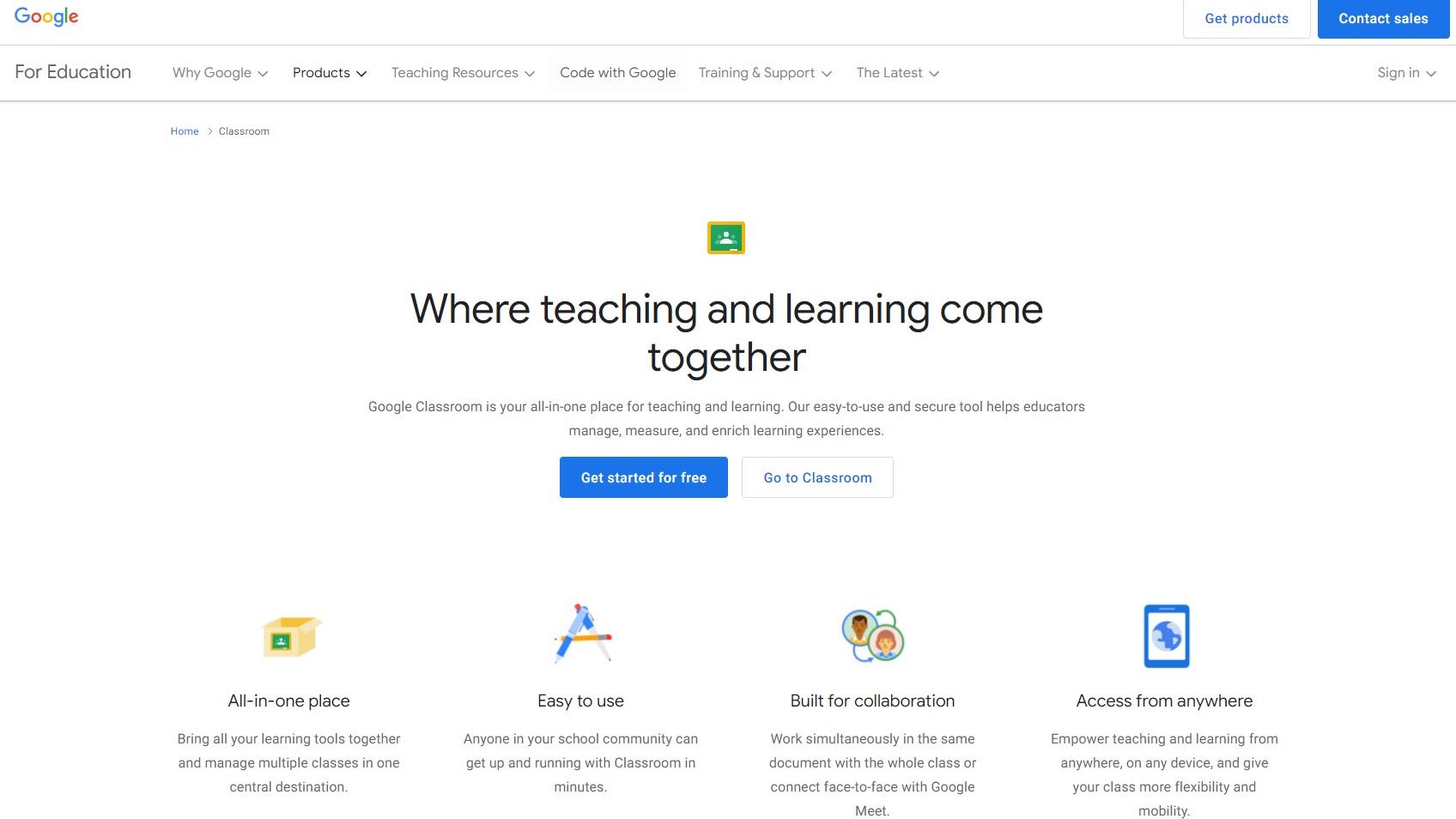 Classroom manage teaching and store learning google for education