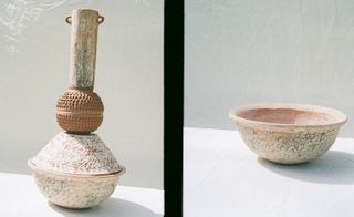 split image of two different ceramic objects