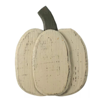 2. Northlight 10.5" Small White Wooden Fall Harvest Pumpkin with Stem | Was $16.49
