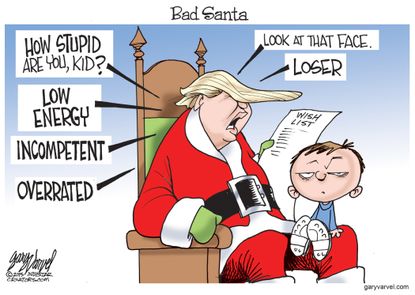 Political cartoon U.S. Donald Trump Santa