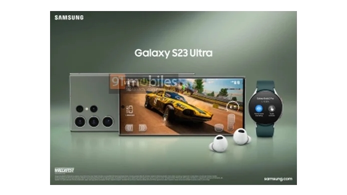 A leaked promotional image of the Samsung Galaxy S23 Ultra