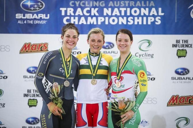 The women's points race podium.