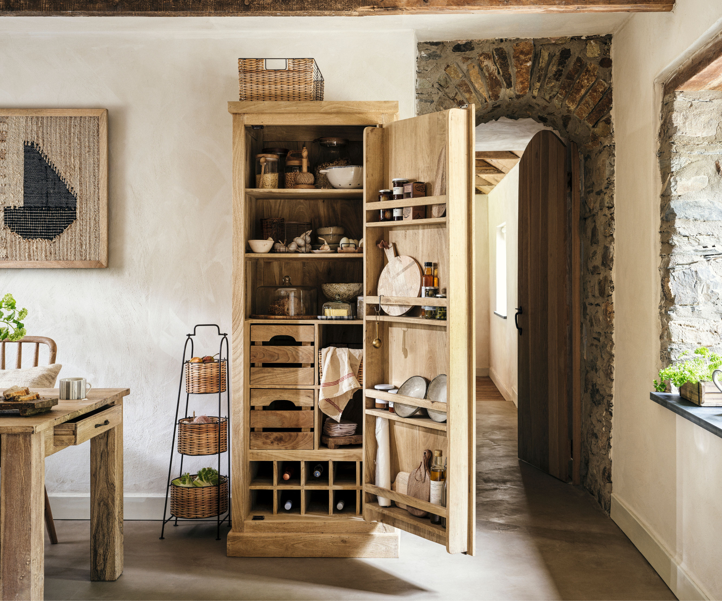 freestanding wooden pantry unit