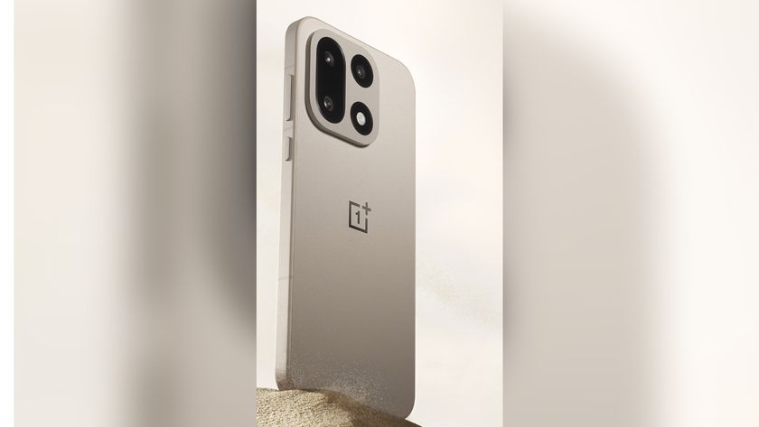 The OnePlus 15 in the Sand Storm color option