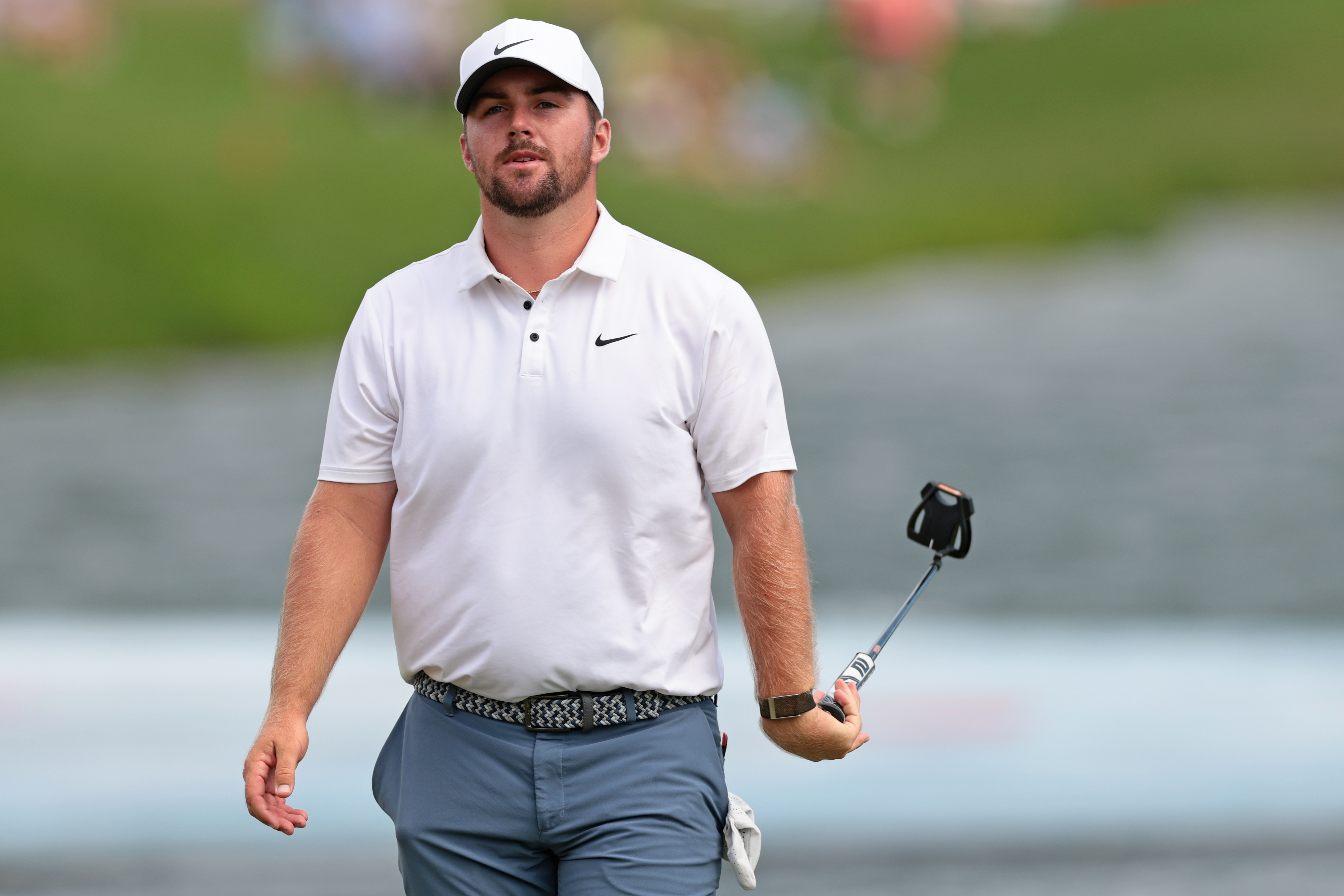 Chris Gotterup reacts after a missed putt
