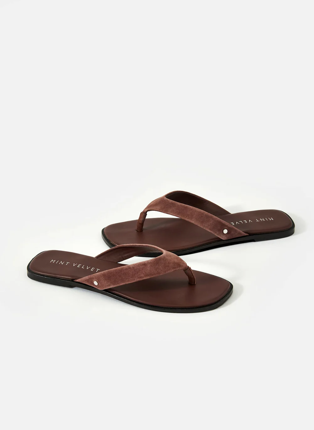Mint Velvet, Lula Chocolate Brown Suede Flip Flops