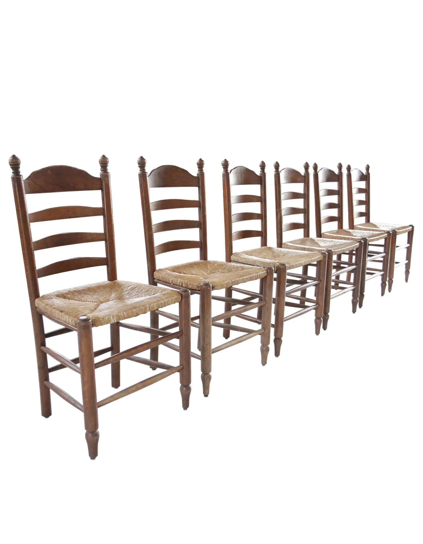 1stDibs, Old Rural Dutch Ladder Back Oak - Rush Seat Dining Chairs