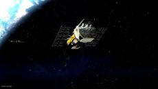 An illustration of a space telescope in orbit above Earth