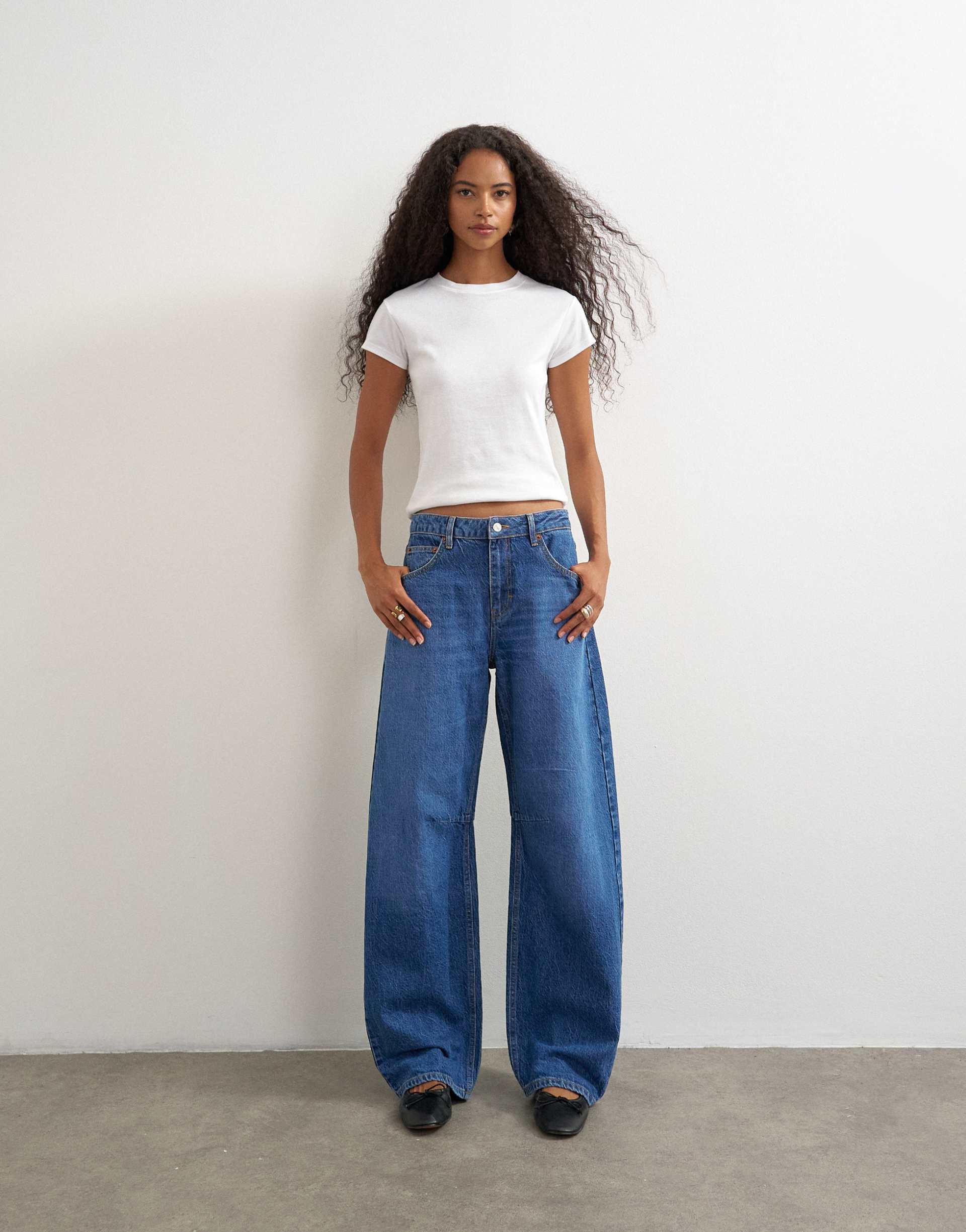 Topshop, Barrel Mid Rise Jean