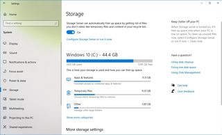 Windows 10 Storage settings