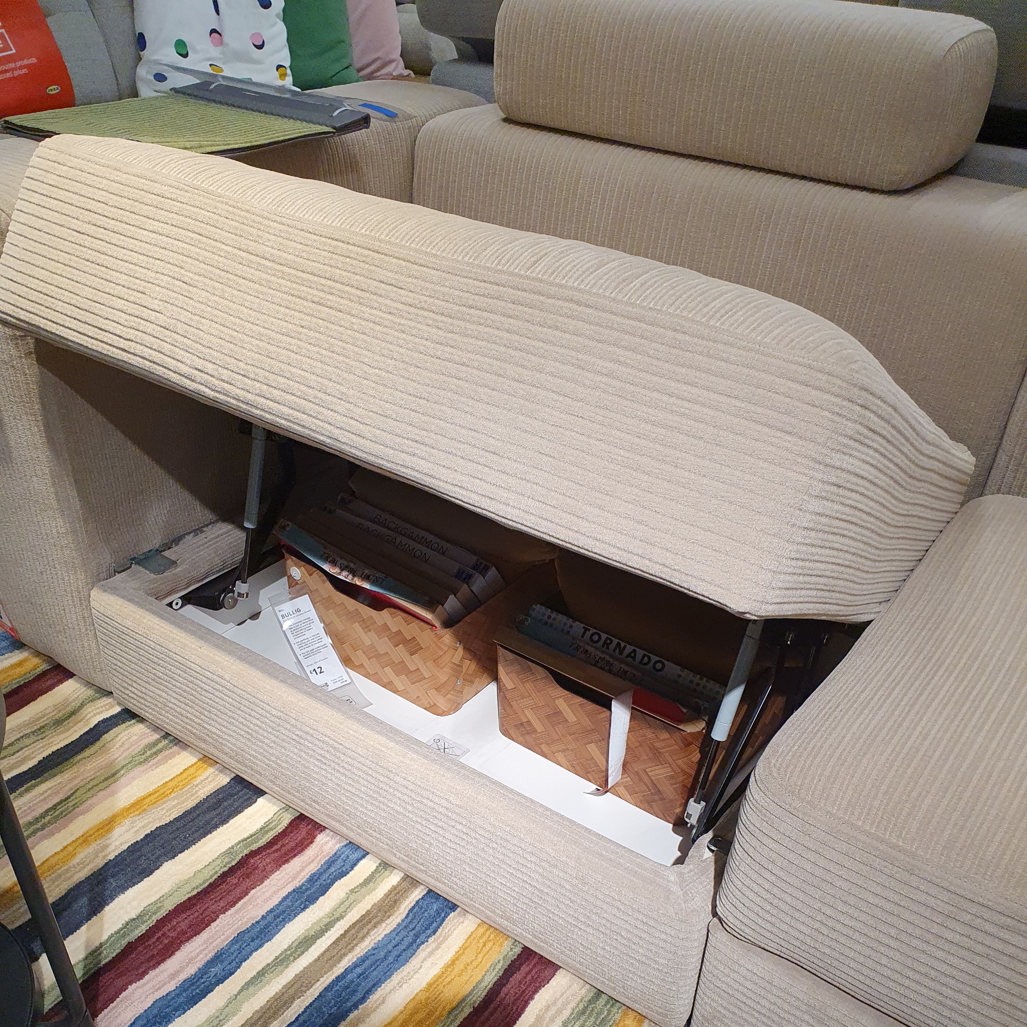 The IKEA JÄTTEBO modular sofa with open internal storage space at the brand's Croydon store