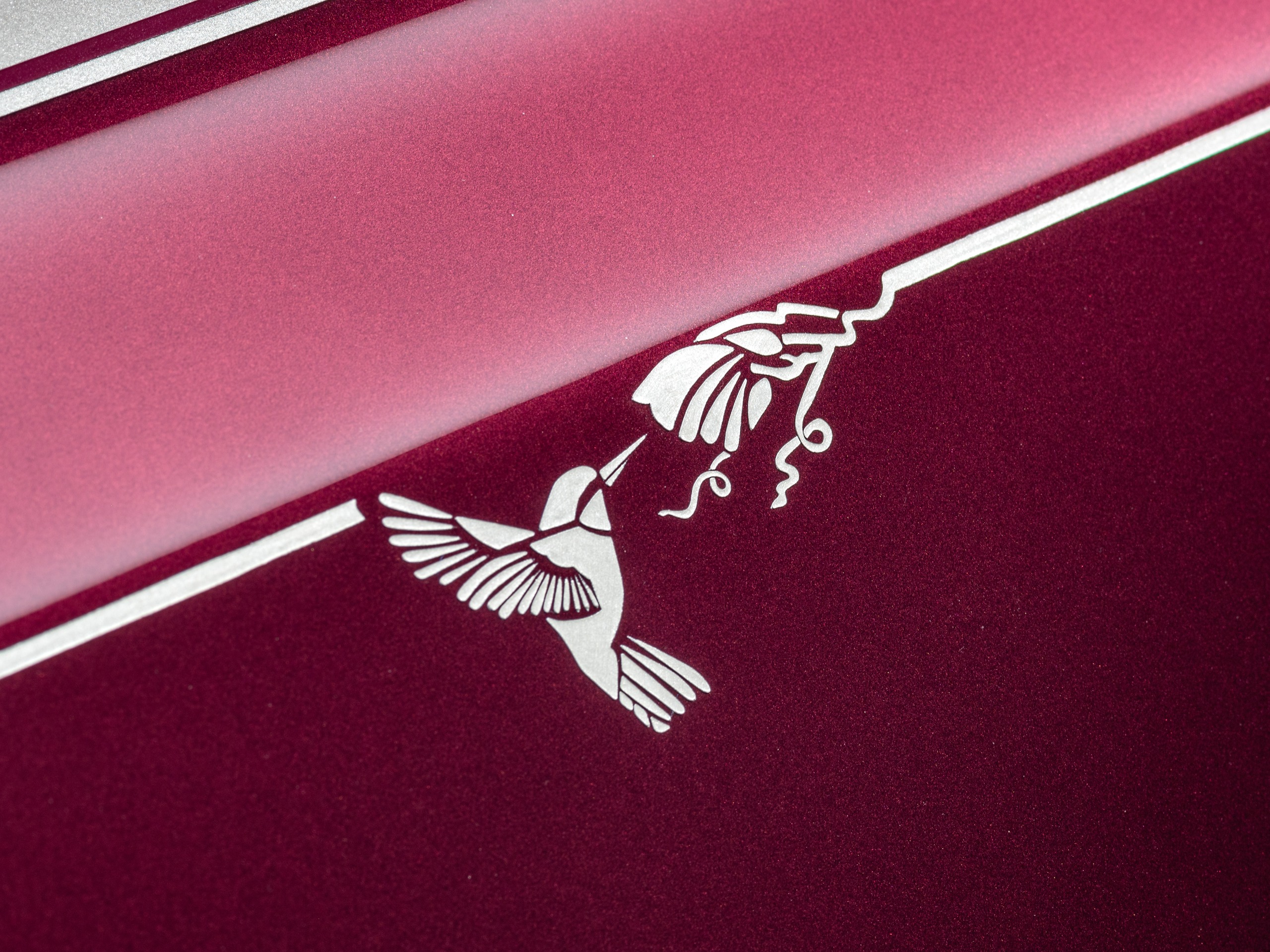 The hummingbird motif on the coachline